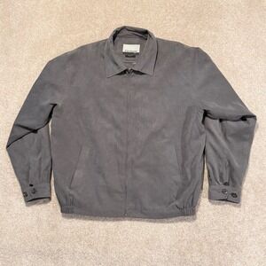 Firethorn Jacket Mens Large Gray Super Micro Suede Full Zip Harrington Coat L